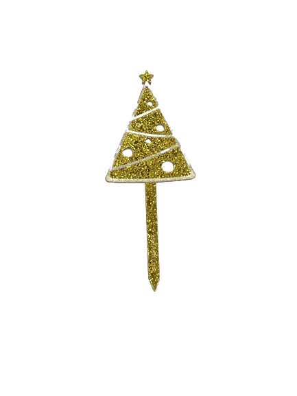 Topo de Bolo Árvore de Natal Dourado