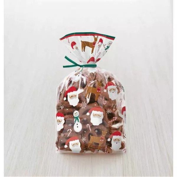 Sacos de Celofane Pai Natal, Boneco de Neve e Renas