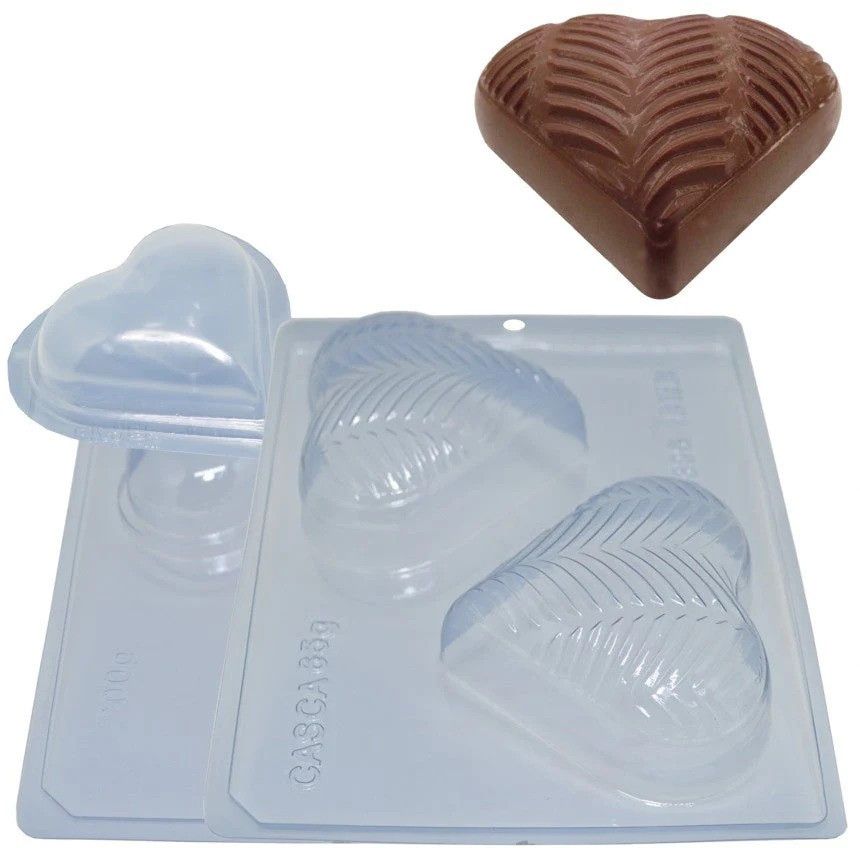 Forma de Chocolate Coração Textura Plumas