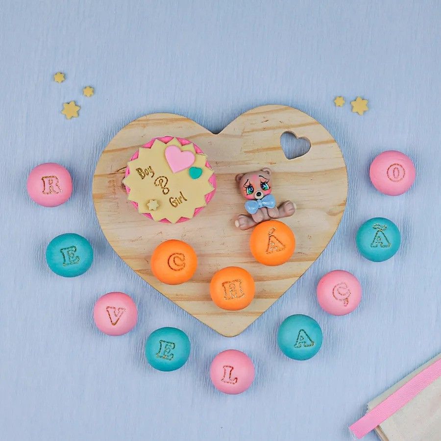 Kit Carimbos Letras Fofas Rosa (2cm) Brigadeiro