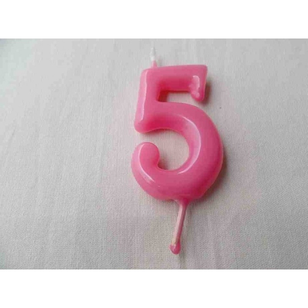 Vela Número Médio Rosa