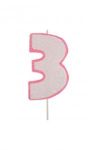 Vela Número Contorno Rosa
