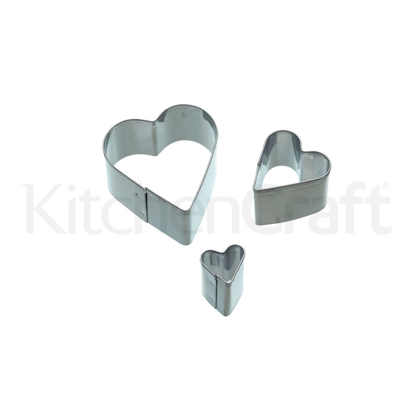 Conjunto de 3 corta-massas  Coração em INOX