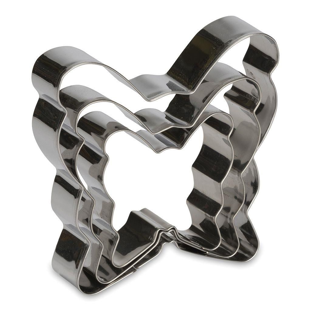 Conjunto de 3 corta-massas Borboleta em INOX