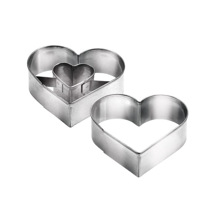 Conjunto de 3 corta-massas  Coração em INOX