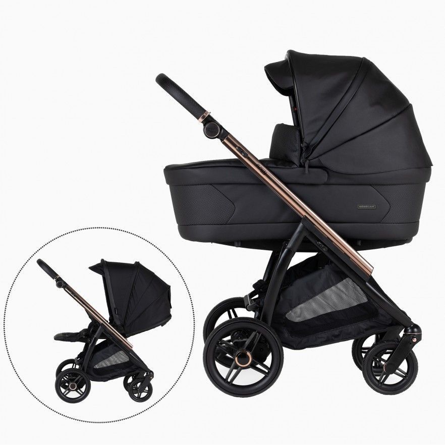 Flowy Duo, Carrinho + Alcofa com colchão softFRESH ,Chassis Misto Rose Gold / Preto Specials KP426 Bébécar
