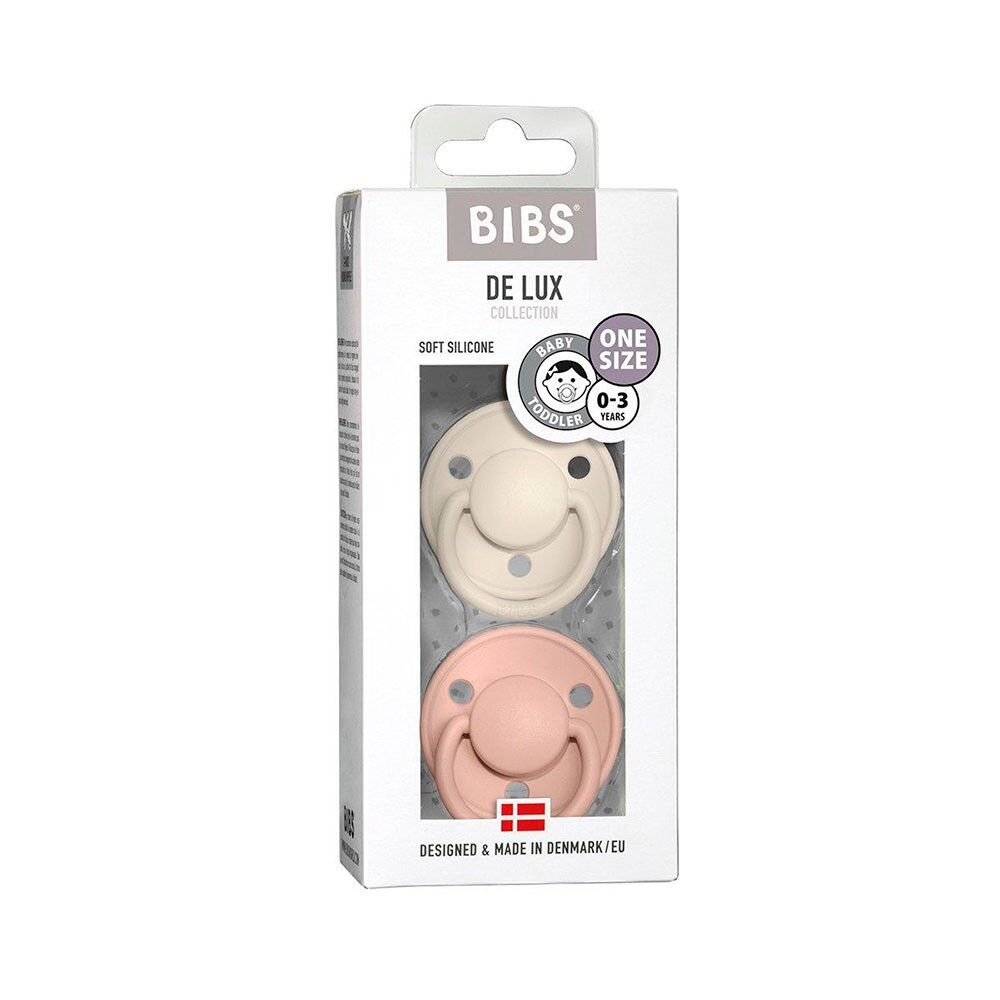 2 Chupetas Bibs De Lux Silicone Ivory /blush