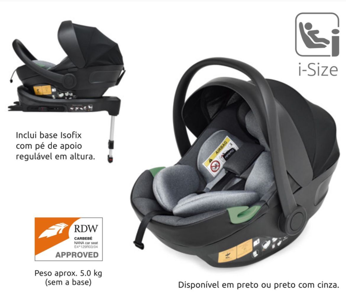 Babycoque NANA com capota e redutor (i-Size) + BASE AUTO NANA ISOFIX (i-Size) + ADAPTADOR MULTIBRAND PLUS