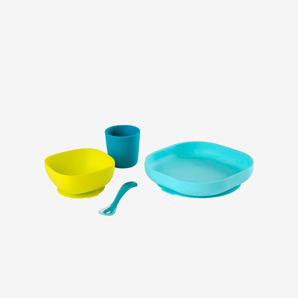 Coffret Refeição 4 Peças Em Silicone Blue