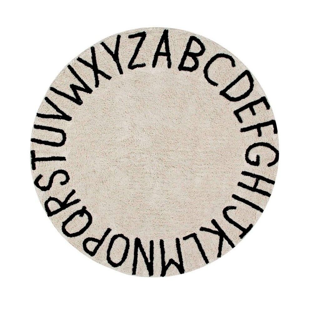 Washable Rug Round Abc Natural-black