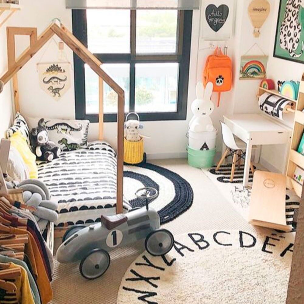 Washable Rug Round Abc Natural-black