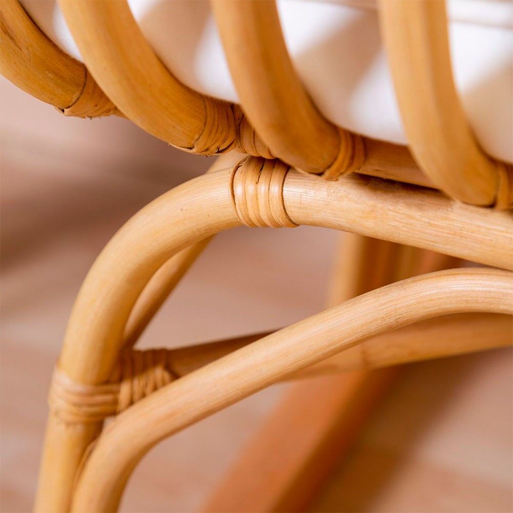 Berço Rattan - 90x70x71 Cm + Colchão - 77x42x4 Cm - Capa Jersey Ecru - Pernas Giratórias