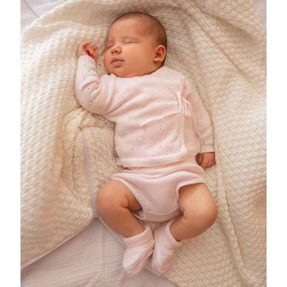Primeiros Dias 3 Peças Tricot Rosa