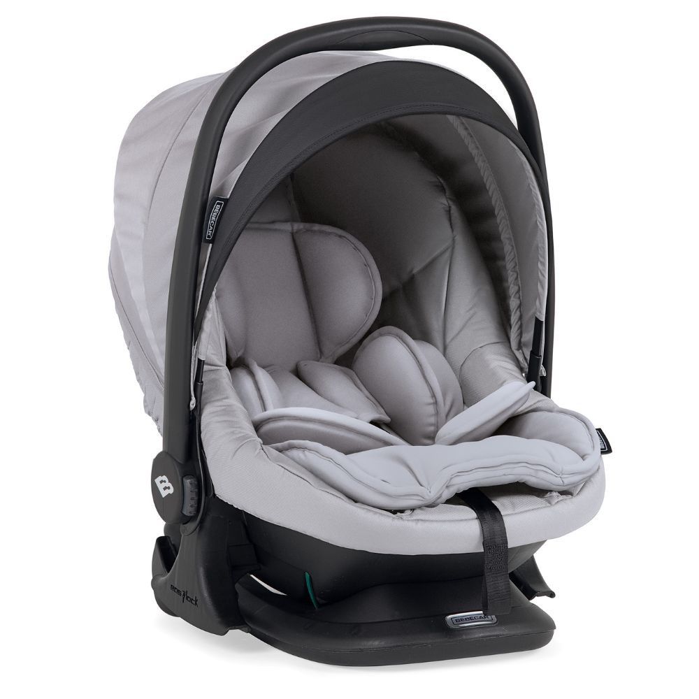 Trio BIB Cinza, Carrinho + Alcofa com Colchão SoftFresh + Babycoque Reclinável Easymaxi XL-i, Chassis Preto Bébécar