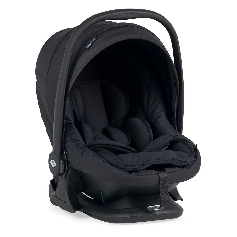 Trio BIB Preto, Carrinho + Alcofa com Colchão SoftFresh + Babycoque Reclinável Easymaxi XL-i, Chassis Misto Cromado Bébécar