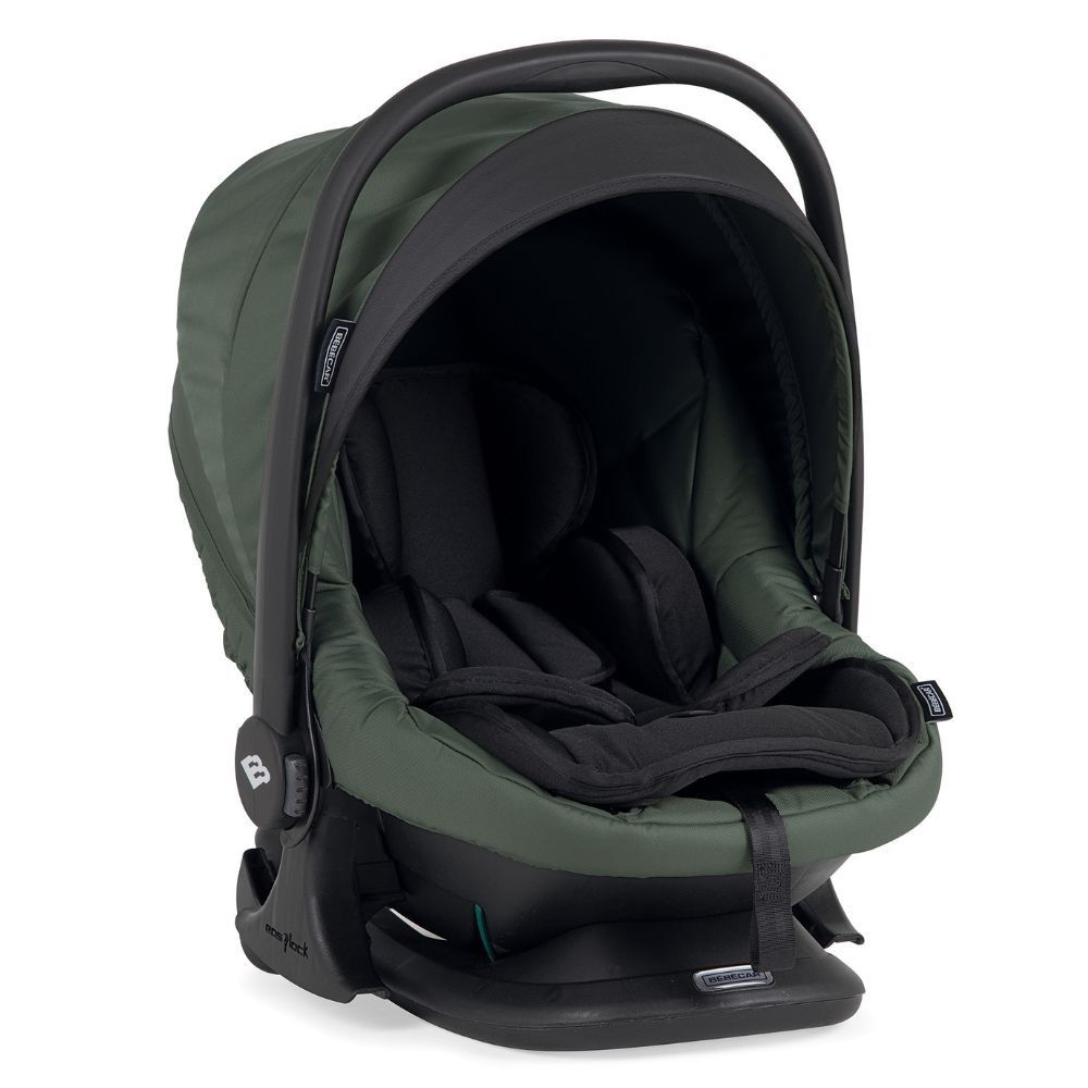 Trio BIB Verde, Carrinho + Alcofa com Colchão SoftFresh + Babycoque Reclinável Easymaxi XL-i, Chassis Misto Fumé Bébécar