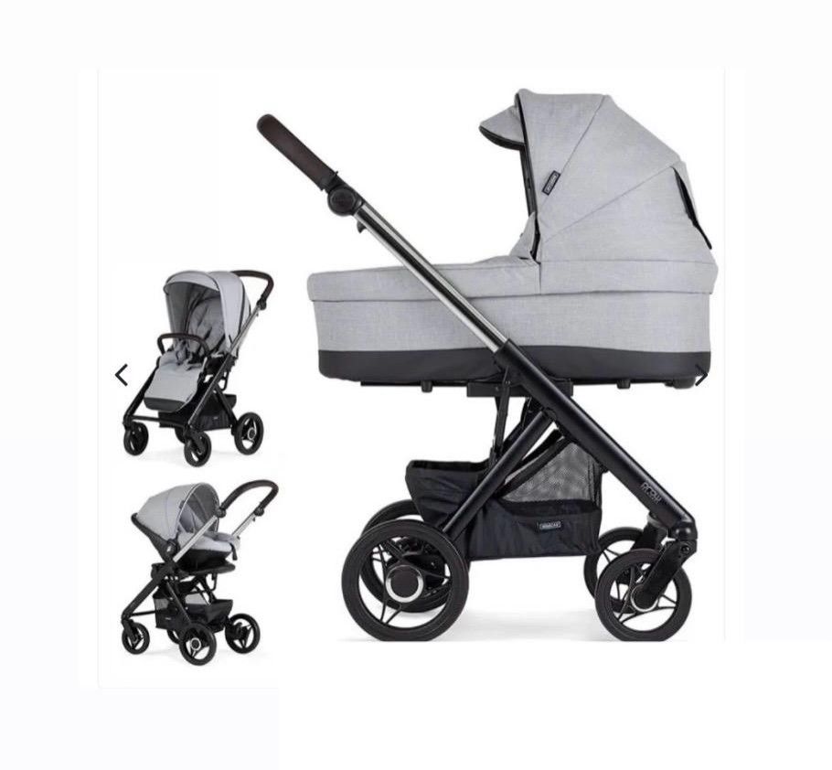 TRIO Prow Compact Cinza Claro, Carrinho + Alcofa PL + Babycoque Easymaxi Basic, Actual collection KA413, Chassis Misto Preto