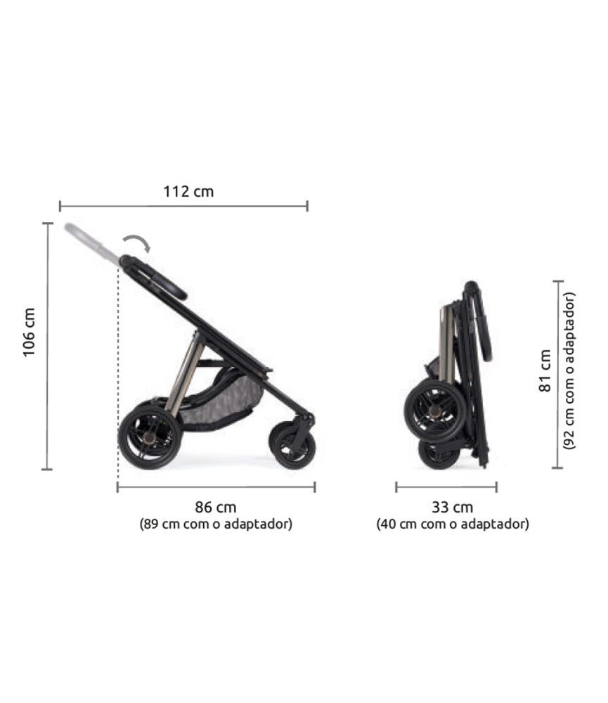 Carrinho de Bébé Dupla Compact para Gémeos KO332 Cinza