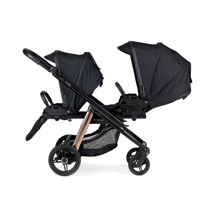 Carrinho de Bébé Dupla Compact para Gémeos + Babycoque (ovo) Nana + Base Isofix - KO330 Preto