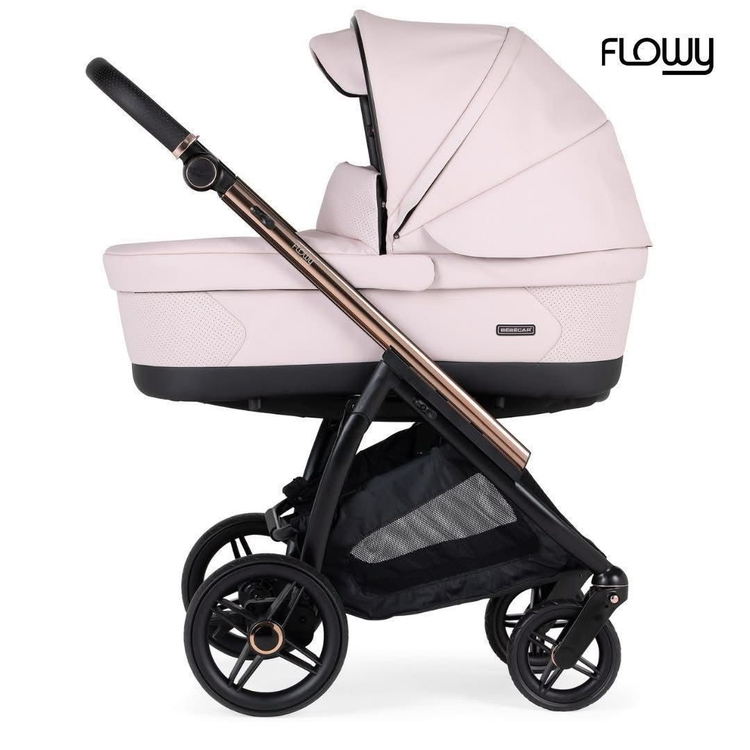 Trio Flowy Rosa, Carrinho + Alcofa com Colchão SoftFresh + Babycoque Reclinável Easymaxi XL-i, Chassis Misto Bébécar