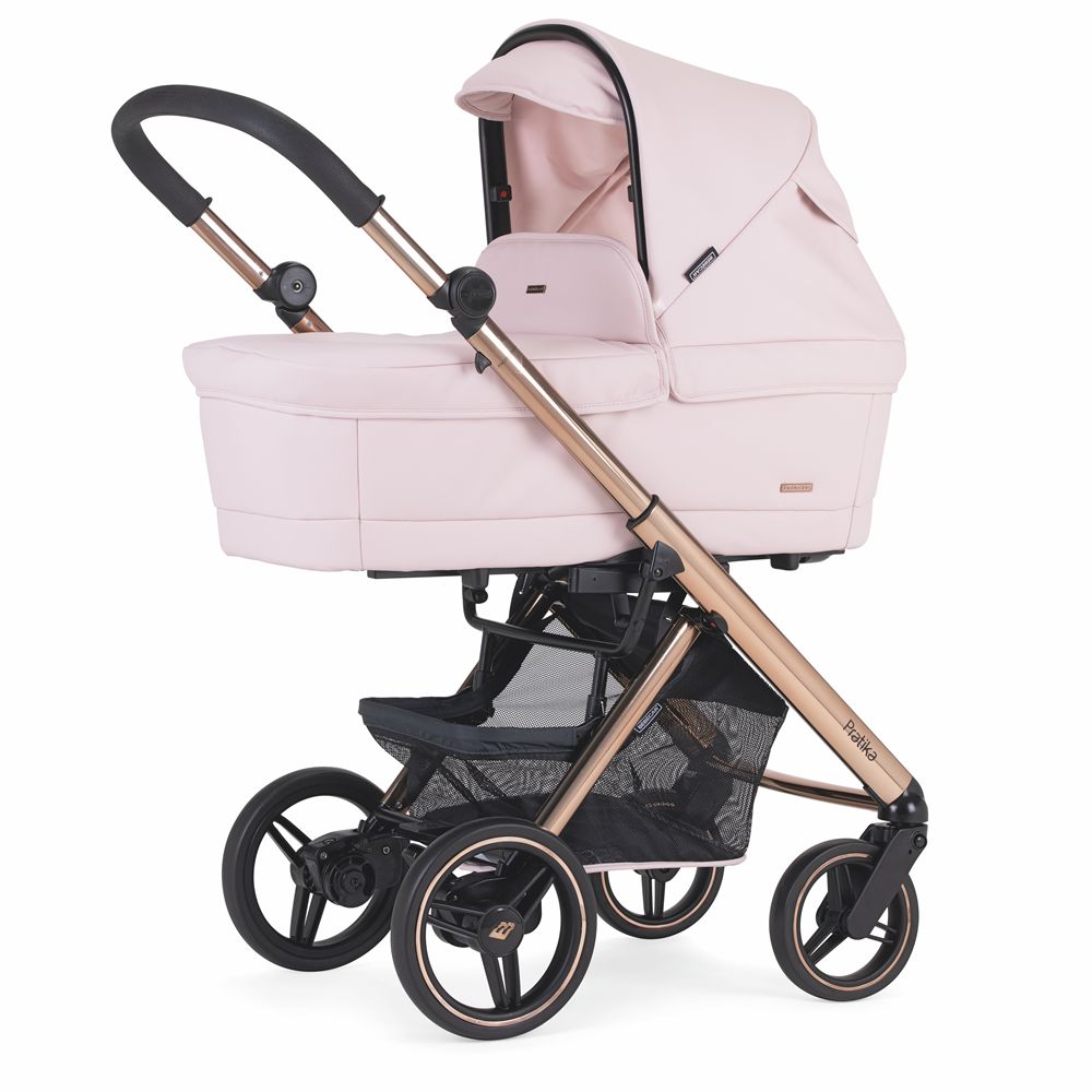  Trio Pratika, Carrinho + Alcofa PLW + Babycoque Reclinável Easymaxi XL-i, Chassis Fumé Rose Specials KP374 Bébécar