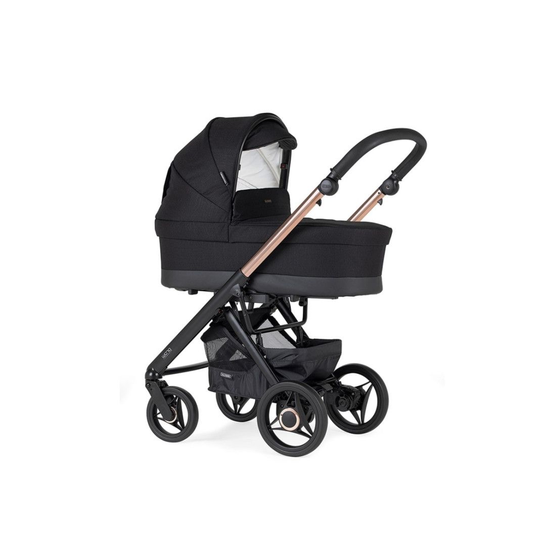 TRIO Prow Compact Preto, Carrinho + Alcofa PL + Babycoque Easymaxi Reclinável XL-I, Actual collection KA410, Chassis Misto Fumé Rose