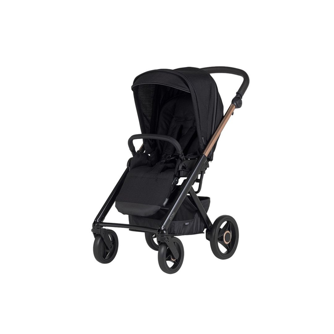 TRIO Prow Compact Preto, Carrinho + Alcofa PL + Babycoque Easymaxi Reclinável XL-I, Actual collection KA410, Chassis Misto Fumé Rose