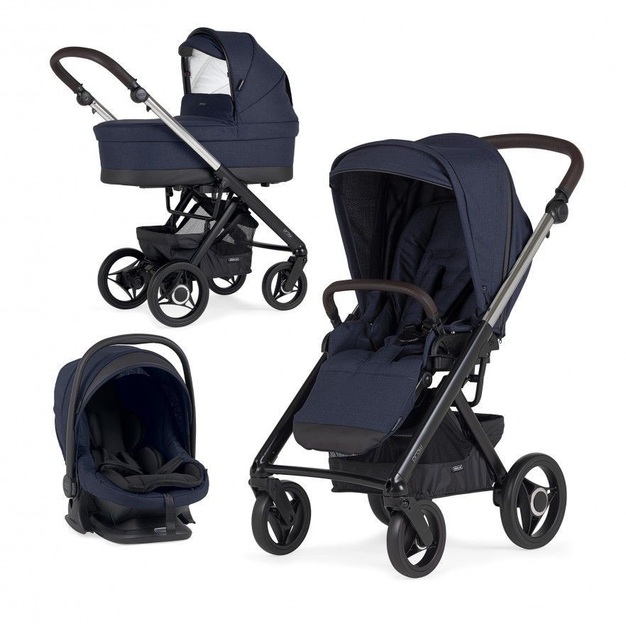 TRIO Prow Compact Azul Marinho, Carrinho + Alcofa PL + Babycoque Easymaxi Reclinável XL-I, Actual collection KA414, Chassis Misto Cromado