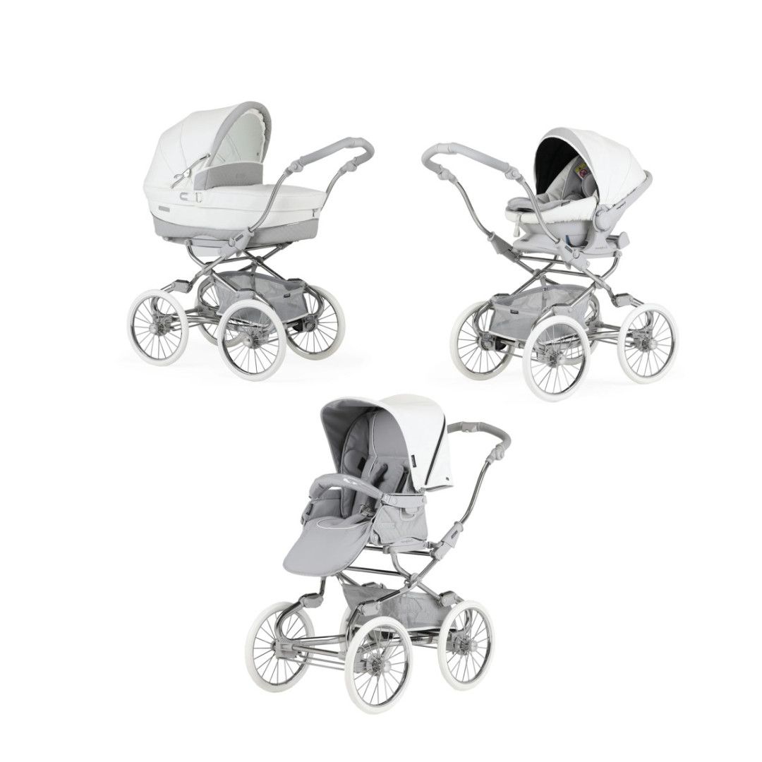 TRIO Stylo Class+ Cinza, Carrinho + Alcofa Maxibob LA3 + Babycoque Easymaxi Reclinável XL-I, Specials collection SP215, Chassis Cromado