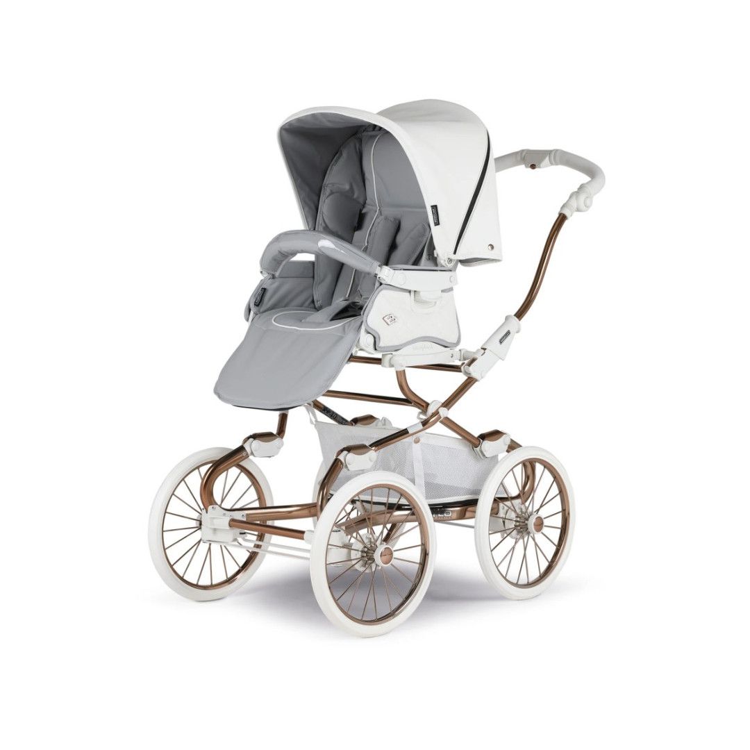 TRIO Stylo Class+ Branco, Carrinho + Alcofa Maxibob LA3 + Babycoque Easymaxi Reclinável XL-I, Specials collection SP261, Chassis Fumé Rosa