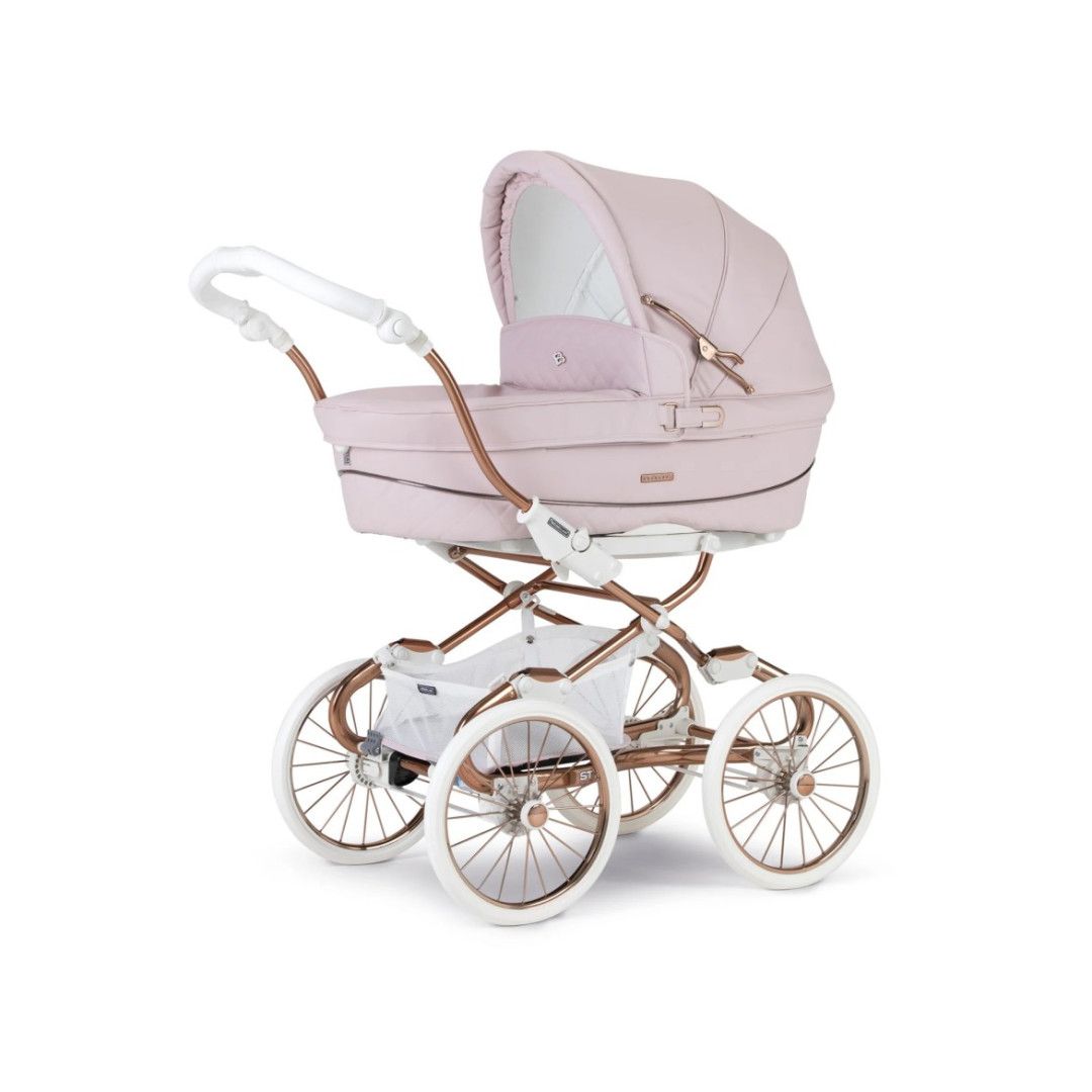 TRIO Stylo Class+ Rosa, Carrinho + Alcofa Maxibob LA3 + Babycoque Easymaxi Reclinável XL-I, Specials collection SP263, Chassis Fumé Rosa
