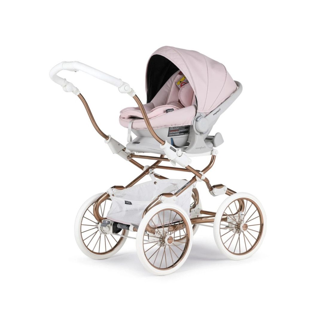 TRIO Stylo Class+ Rosa, Carrinho + Alcofa Maxibob LA3 + Babycoque Easymaxi Reclinável XL-I, Specials collection SP263, Chassis Fumé Rosa