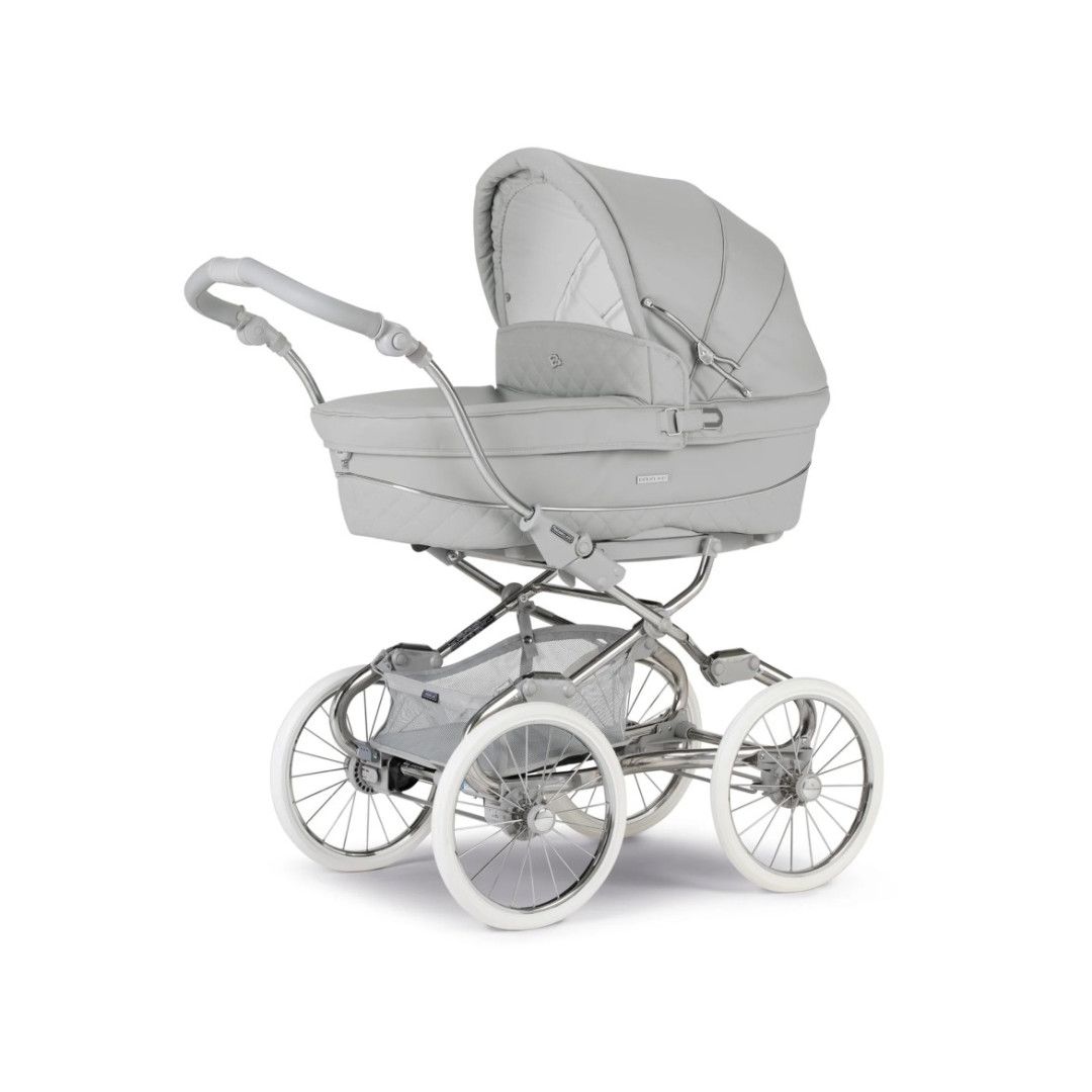 TRIO Stylo Class+ Cinza Claro, Carrinho + Alcofa Maxibob LA3 + Babycoque Easymaxi Reclinável XL-I, Specials collection SP362, Chassis Cromado