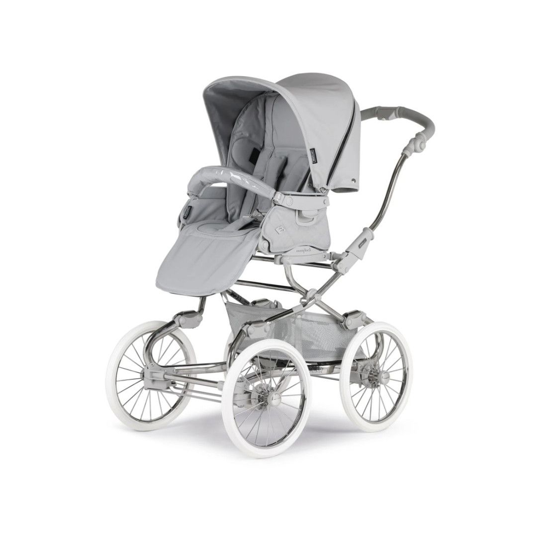 TRIO Stylo Class+ Cinza Claro, Carrinho + Alcofa Maxibob LA3 + Babycoque Easymaxi Reclinável XL-I, Specials collection SP362, Chassis Cromado
