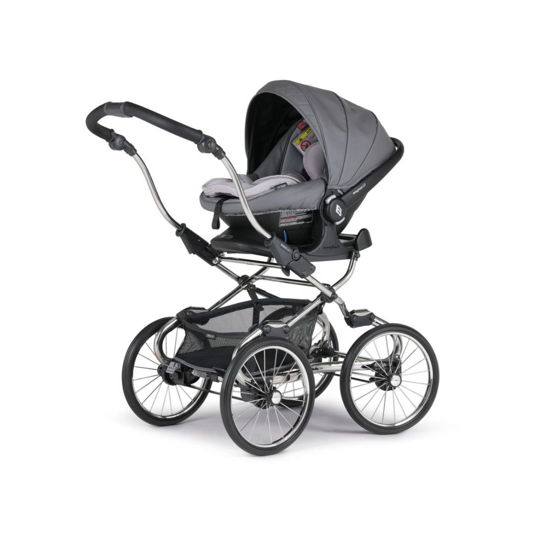TRIO Stylo Class+ Cinza Escuro, Carrinho + Alcofa Maxibob LA3 + Babycoque Easymaxi Reclinável XL-I, Specials collection SP365, Chassis Cromado