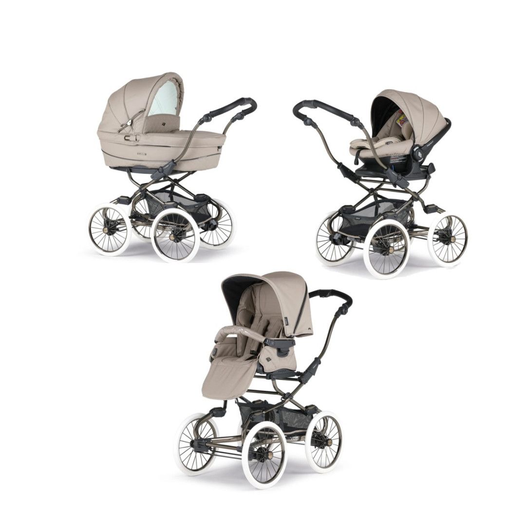 TRIO Stylo Class+ Caramel, Carrinho + Alcofa Maxibob LA3 + Babycoque Easymaxi Reclinável XL-I, Specials collection SP366, Chassis Fumé R