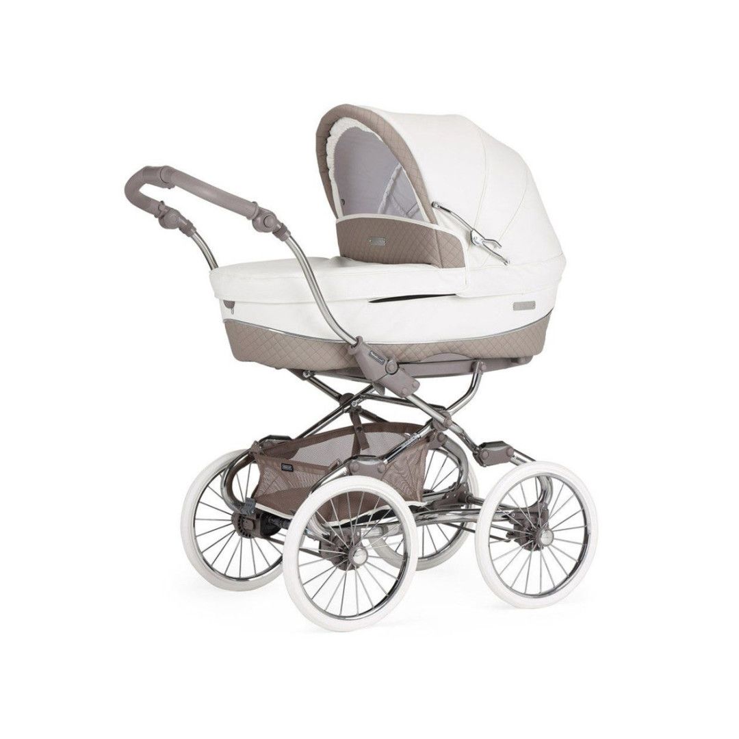 TRIO Stylo Class+ Bege, Carrinho + Alcofa Maxibob LA3 + Babycoque Easymaxi Reclinável XL-I, Specials collection SP958, Chassis Cromado
