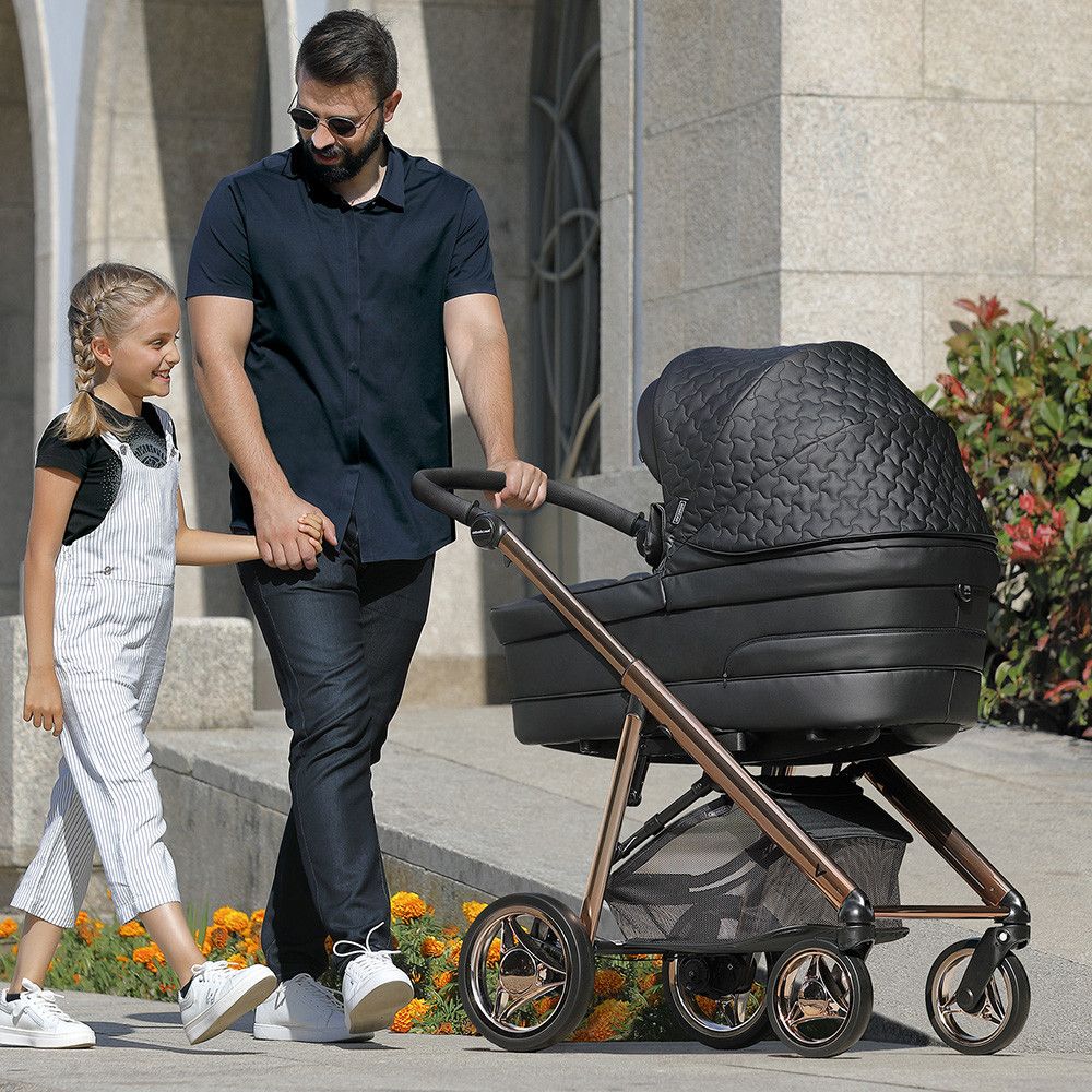 Carrinho de Bebé TRIO V-PACK, Specials collection KP056, Chassis Fumé Rosa – Preto