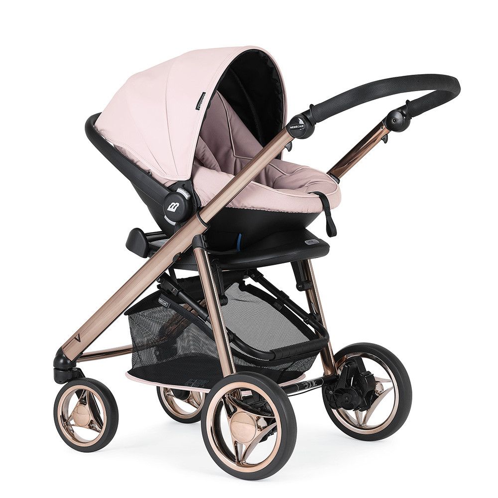 Carrinho de Bebé TRIO V-PACK, Specials collection KP057, Chassis Fumé Rosa – Preto
