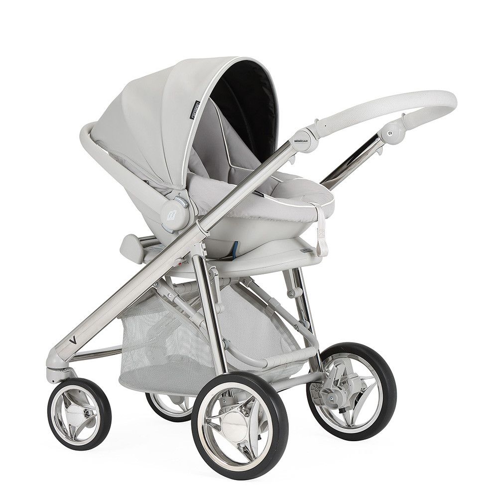Carrinho de Bebé TRIO V-PACK, Specials collection KP966, Chassis Cromado – Cinza topo
