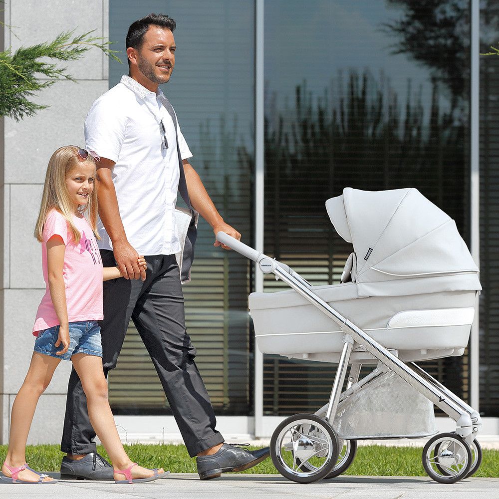 Carrinho de Bebé TRIO V-PACK, Specials collection KP966, Chassis Cromado – Cinza topo
