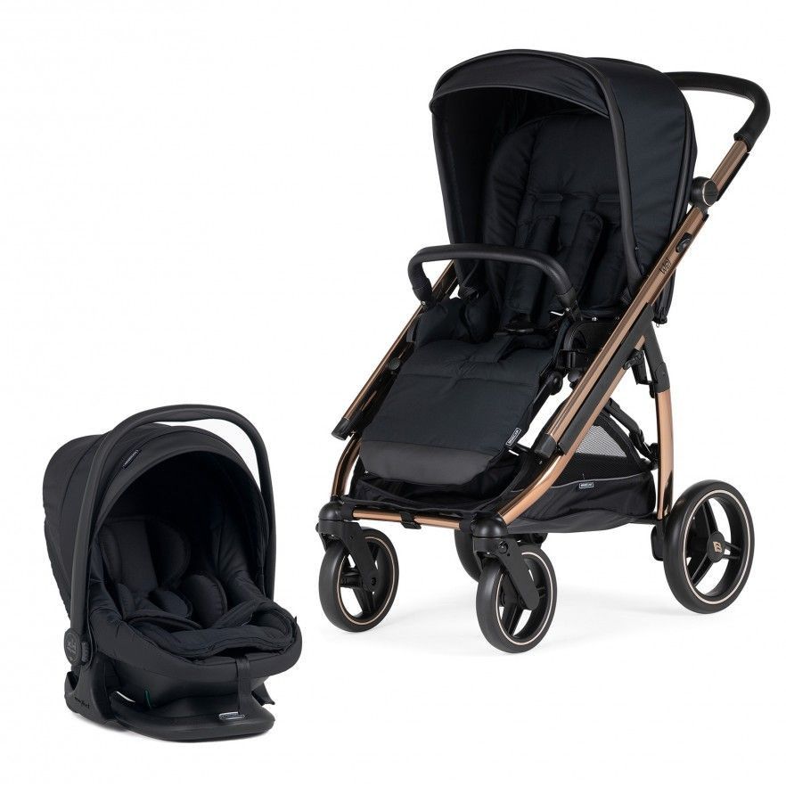 Carrinho de Bébé Duo Wei com Chassis Rosegold + Babycoque Easymaxi XL-i, I-SIZE, KO330 Preto