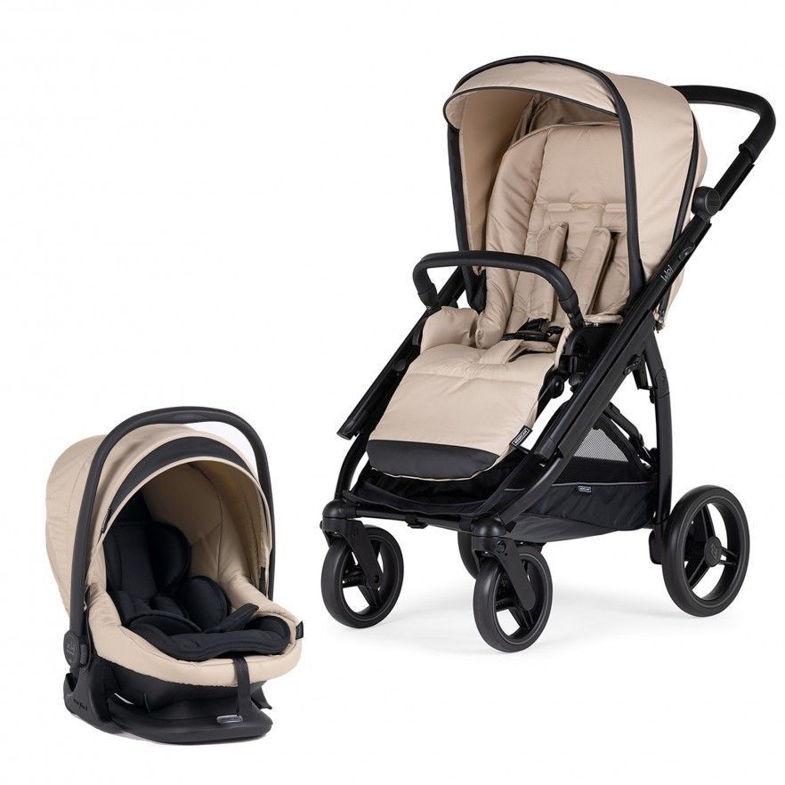 Carrinho de Bébé Duo Wei com Chassis Preto Mate + Babycoque Easymaxi XL-i, I-SIZE, KO335 Bege