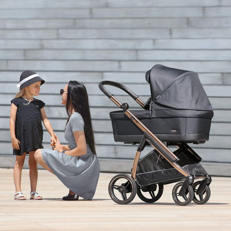 Trio Wei, Carrinho + Alcofa PLW + Babycoque Reclinável Easymaxi XL-i, Chassis Rose Gold KO330 Bébécar